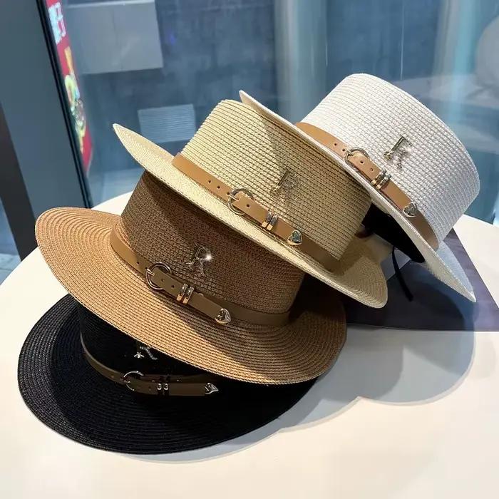 Chapeau de paille en strass pour femmes