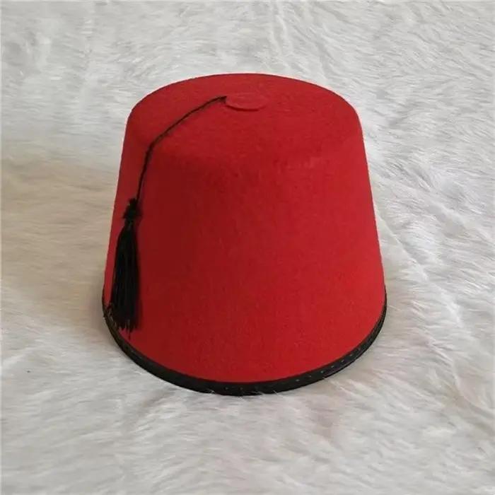 Chapeau Fez rond en polyester respirant rouge pour hommes et femmes, accessoire de mode unique et original pour les festivals, cosplay, et autres occasions spéciales