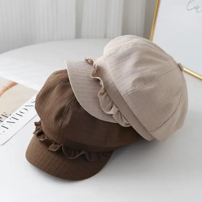 Chapeau octogonal pour femme élégant avec dentelle polyester pour printemps été occassions décontractées