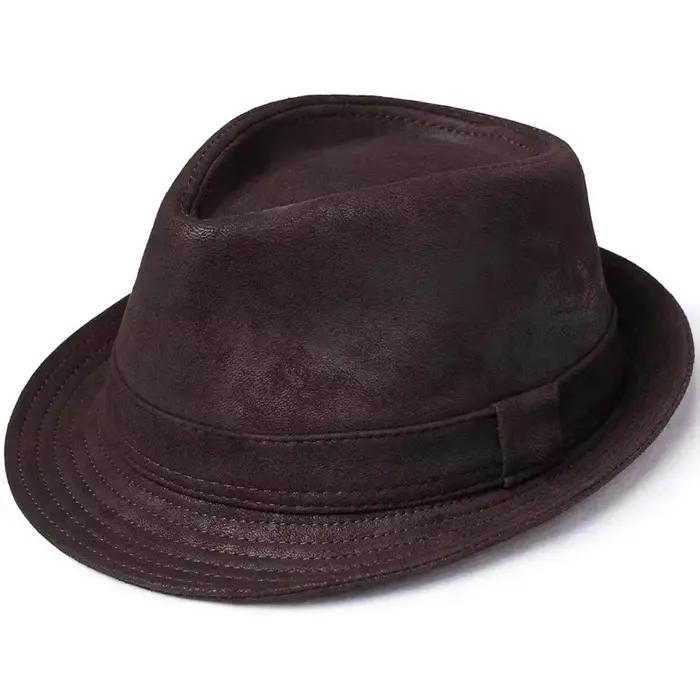 Chapeau formel en cuir véritable pour homme