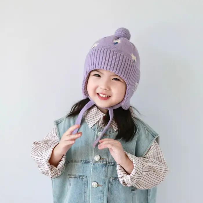 Chapeau de pêcheur en polyester pour enfants avec doublure polaire, coupe-vent, protection des oreilles, ajustement facile, style sportif pour garçons et filles 4-6 ans