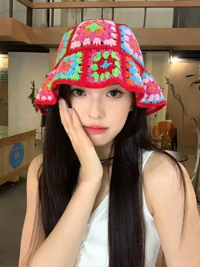 Chapeau au crochet rouge 2024 mode