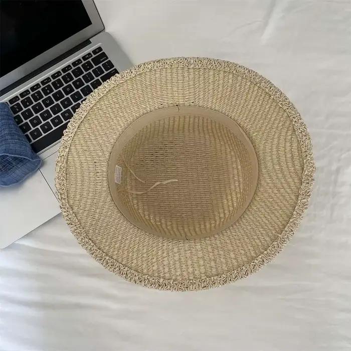 Chapeau de soleil en paille avec nœud