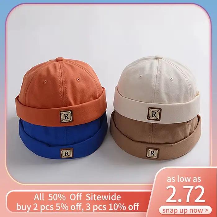 Bonnet de bébé sans bord couleur unie style coréen pour enfants garçons et filles tricoté en coton polyester occasions spéciales années 4 à 6