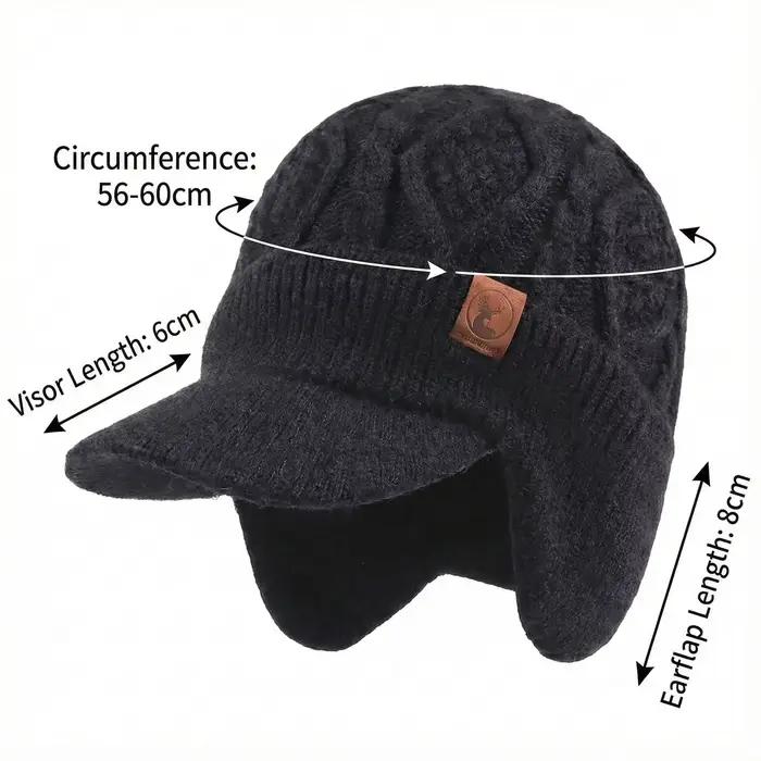 SUPER chaud hiver bonnet chapeau hommes femmes épais polaire doublé casquette avec oreillettes visière bord extérieur