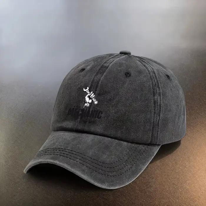 Casquette imprimée délavée style mécanicien