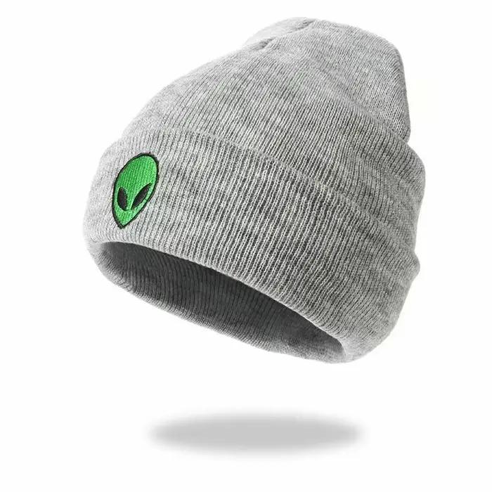 Chapeau tricoté brodé Alien pour hommes et femmes