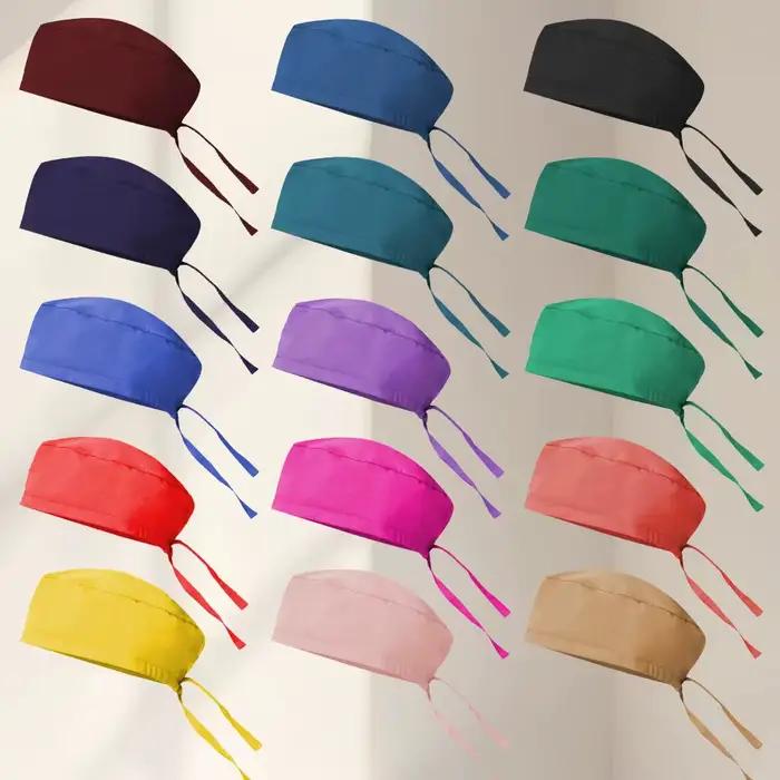 24 couleurs unies femmes chapeaux infirmières chapeau de travail 4 voies extensible cheveux courts gommages Skullcap pour hommes F-SG-02