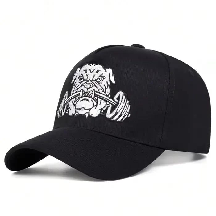 Casquette de Baseball unisexe avec haltères bouledogue brodés