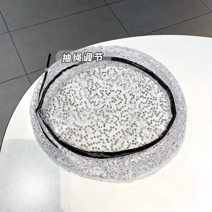 Baotou-Chapeau en Maille à Paillettes Fines pour Femme