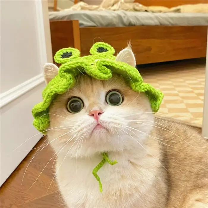 Chapeau de grenouille en crochet fait main