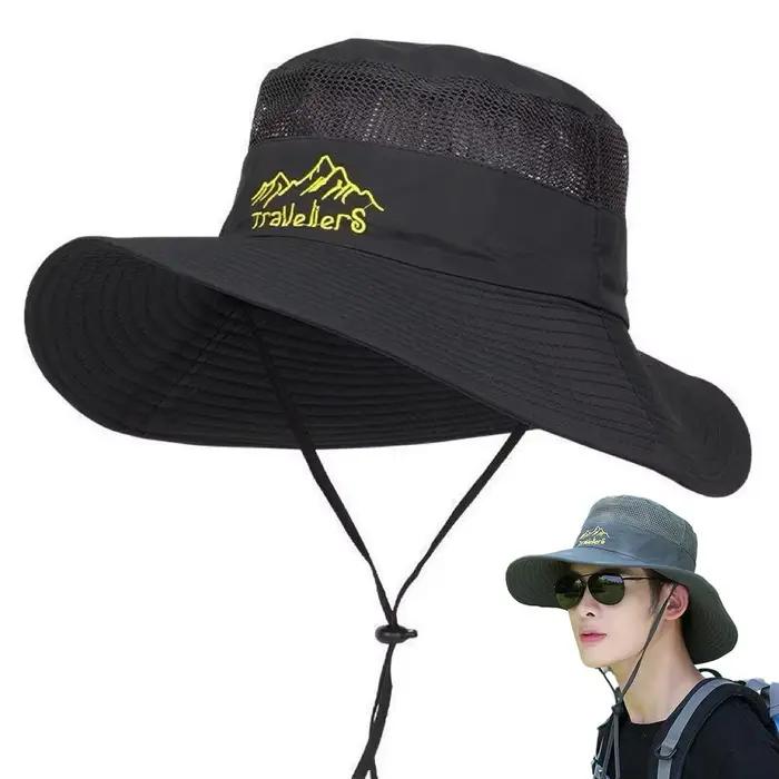 Chapeau de pêche anti-UV pour homme avec large bord