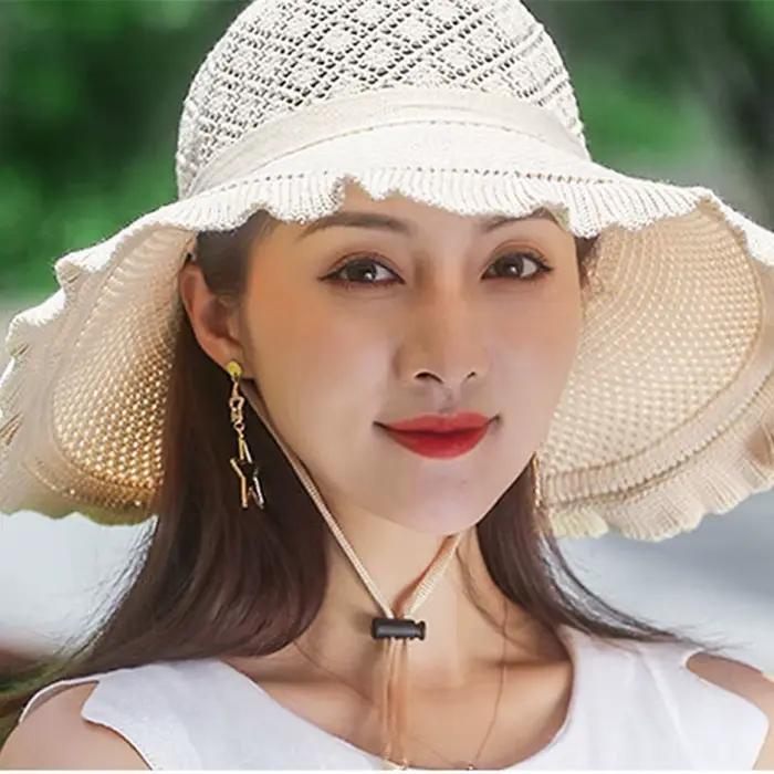 Chapeau de soleil pliable à large bord pour femme