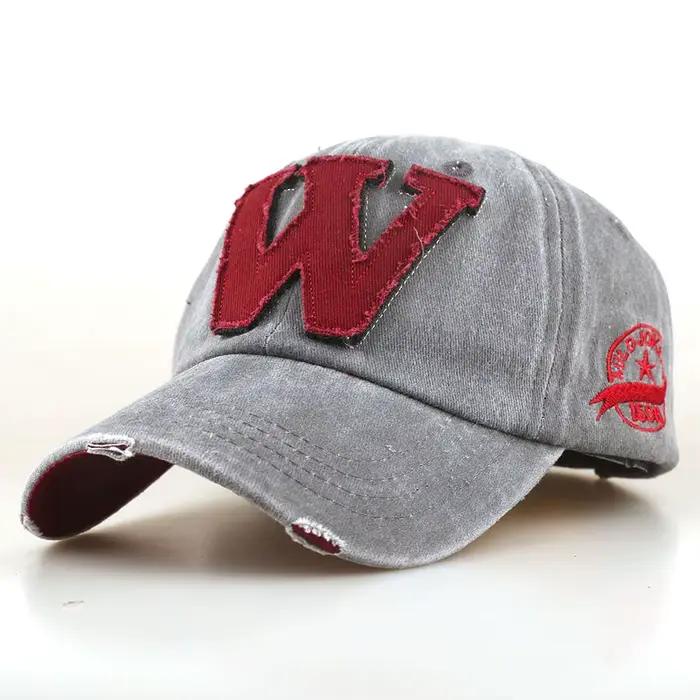 Casquette de baseball rétro style vieilli avec lettre 'W'