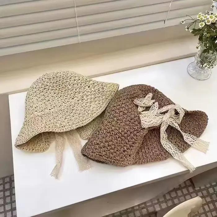 Chapeau de paille en dentelle pour femmes