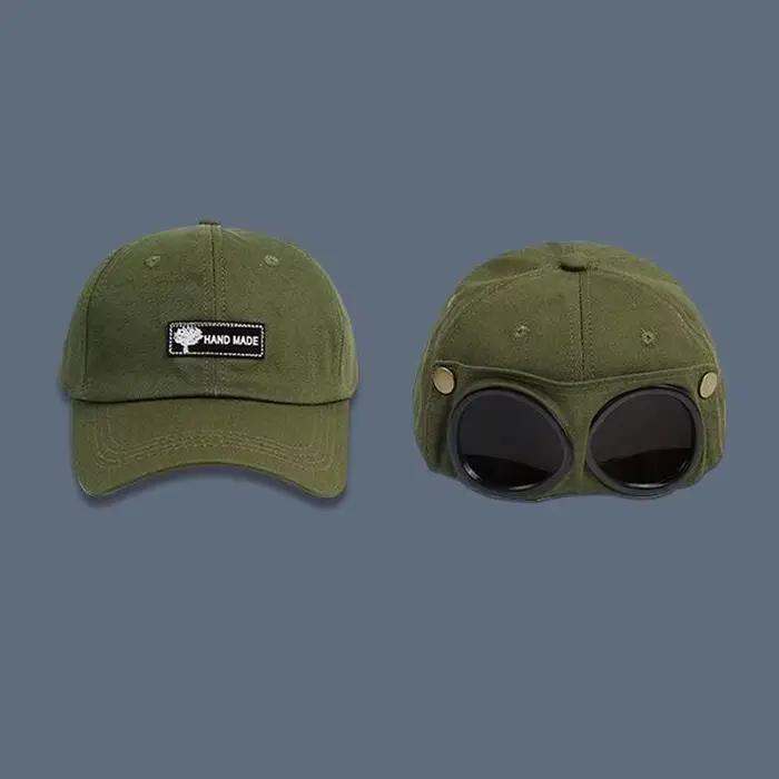 Nouvelle Casquette de Baseball Aviateur Tendance avec Lunettes Intégrées – Unisexe pour Homme et Femme