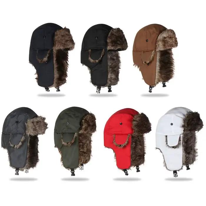 Chapeau de Ski chaud en fourrure d'hiver pour hommes et femmes