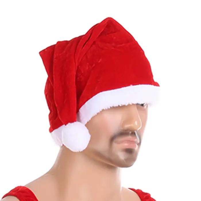 Casquette de Noël en peluche rouge unisexe pour homme et femme, costume de cosplay, accessoire de fête pour hiver et nouvel an