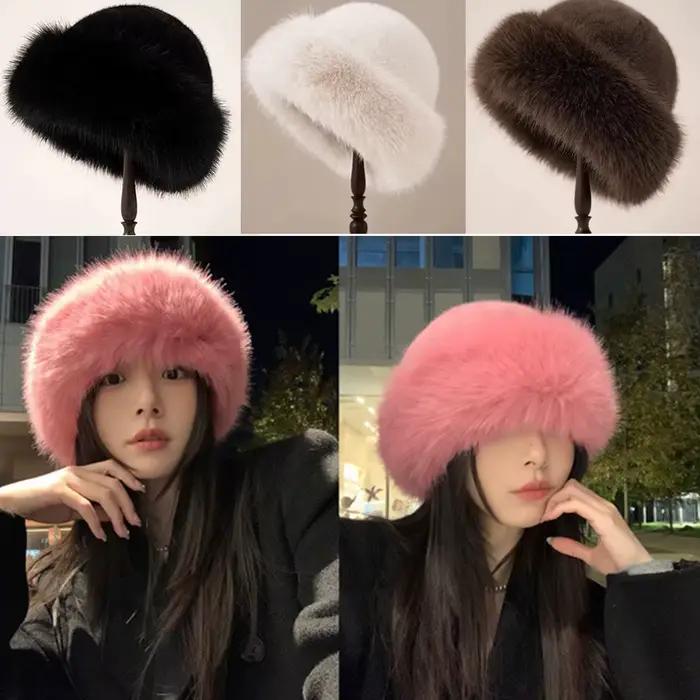 Chapeau en fourrure moelleux pour femme