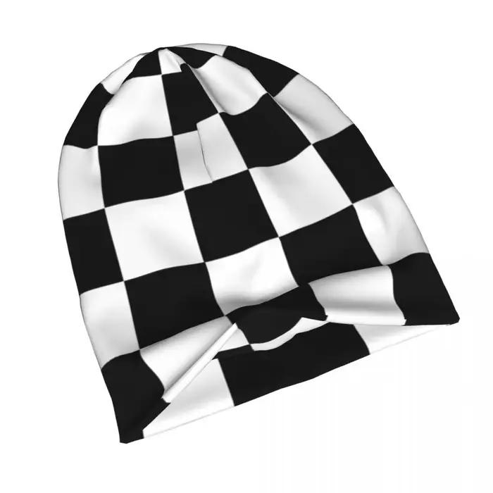 Chapeau à carreaux noir et blanc unisexe pour homme et femme, bonnet tricoté original pour toutes les saisons et styles décontractés
