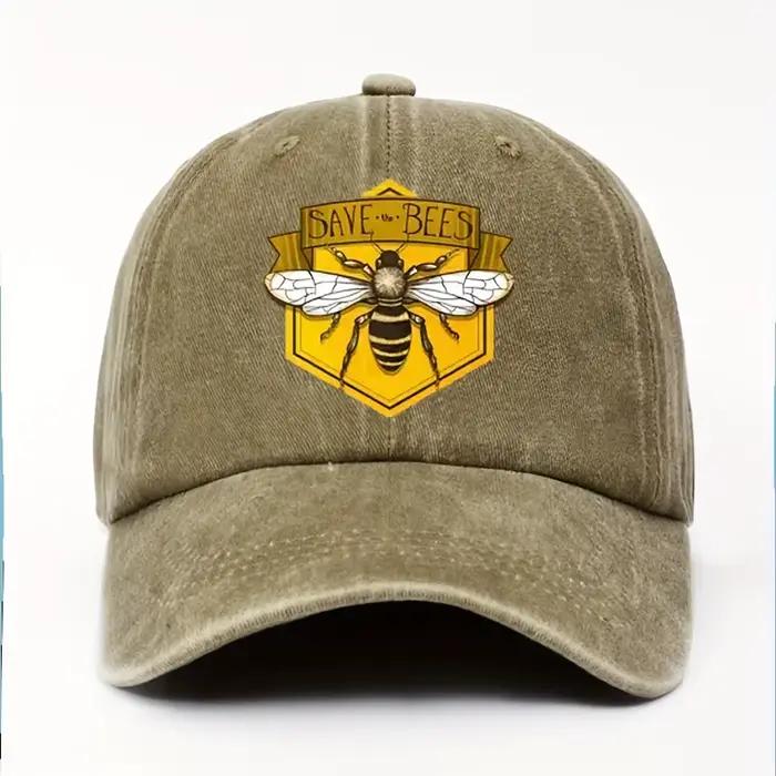 Casquette de baseball imprimée abeille au design simple pour hommes et femmes