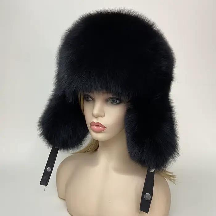 Chapeau Ushanka en fourrure de renard pour adulte