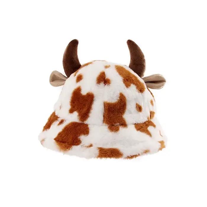 Chapeau de seau en polyester doublé en polaire pour femmes, style coréen, imprimé animal de compagnie, confort hivernal, occassions extérieures