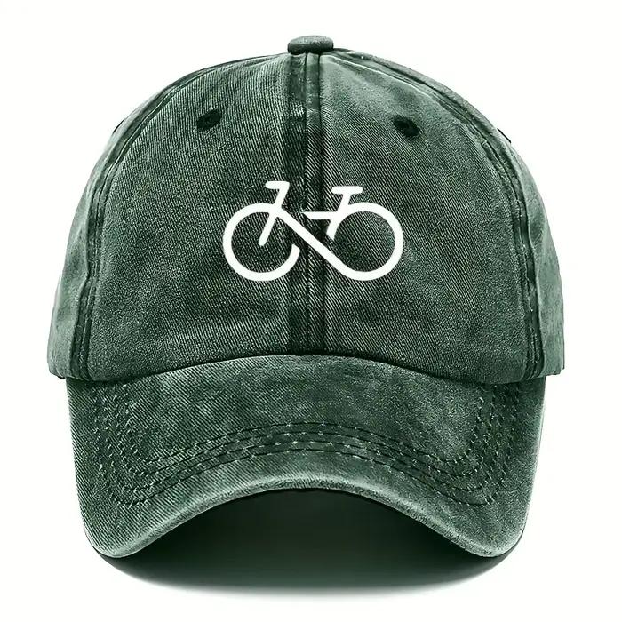 Casquette de baseball imprimée vélo vintage au design géométrique blanc pour la course