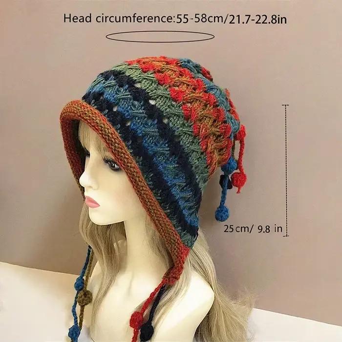 1 chapeau en laine à bord bouclé pour femmes