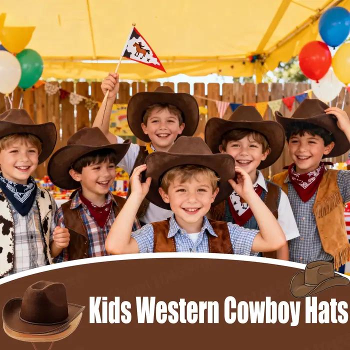 Lot de 6 à 32 chapeaux de cowboy western pour enfants avec bandanas