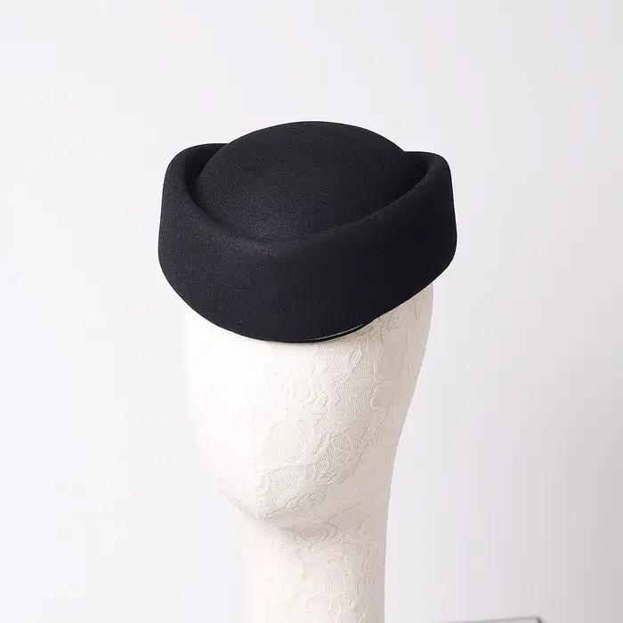 Chapeau bibi de luxe en laine noir et blanc FS