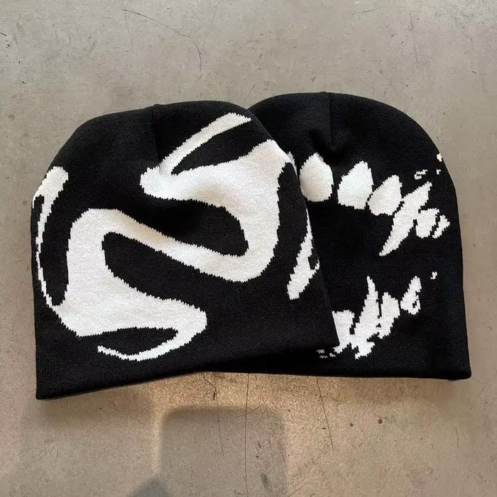 Femmes chapeau tricot bonnets Goth dent casquettes hommes Y2k Streetwear hiver mode pull Kpop Harajuku Vintage chaud Hip Hop unisexe