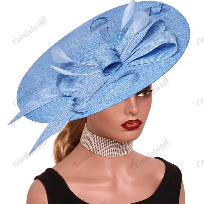 Camel Race Royal Fascinator Chapeau femmes chapellerie casquette mariée grand mariage casque église course