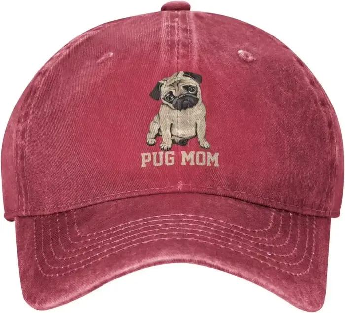 Pug Mom Dog Casquette de baseball en denim pour femme - Chapeau de camionneur