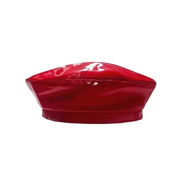 Casquettes de peintre en cuir PU miroir pour femmes