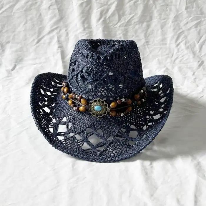 Chapeau de paille bohème Vintage pour femmes et hommes