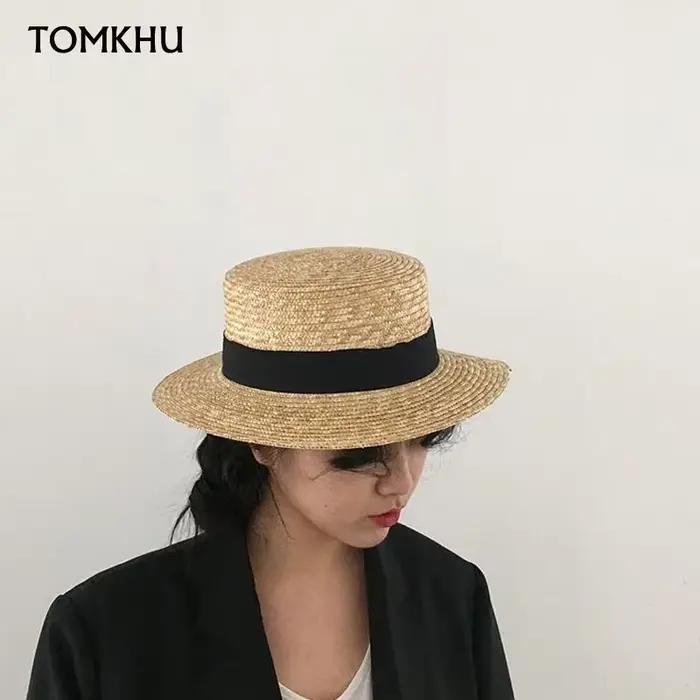 Mode été femmes à large bord Chapeau de paille naturelle