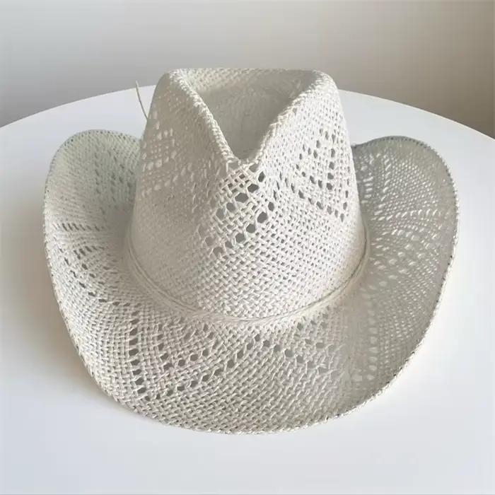 Chapeau de paille d'été Puloru unisexe pour femmes et hommes, chapeau de soleil sportif ajouré, multifonctionnel, protection solaire tout au long de l'année, extérieur, cowgirl occidental
