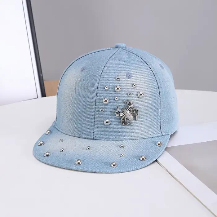Casquette en jean à rivets style streetwear américain