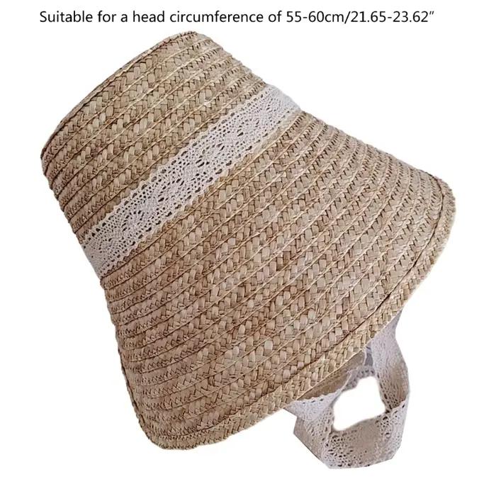Chapeau de paille de style français avec lacets pour femmes