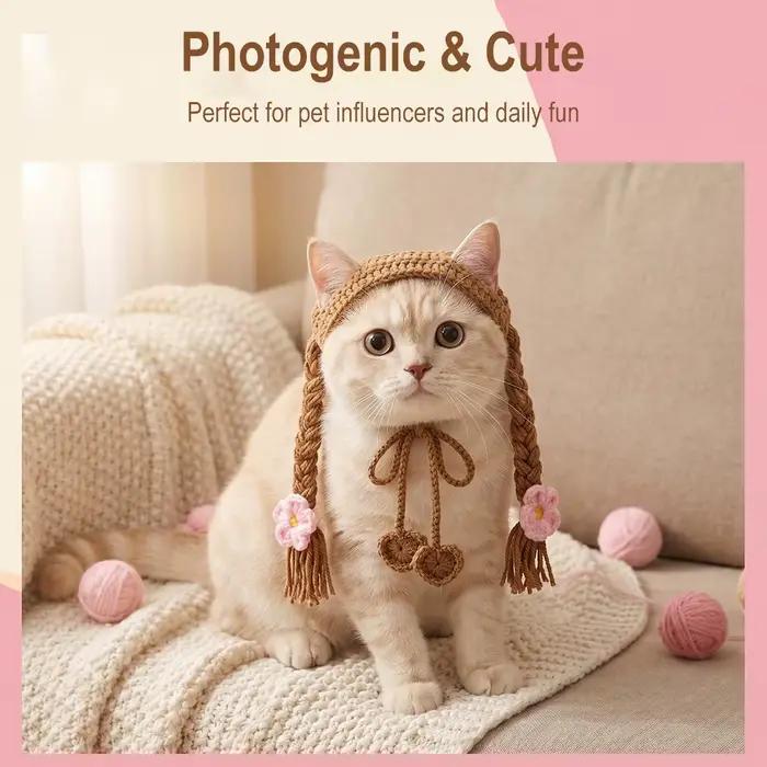 Chapeau pour chat fait main au crochet