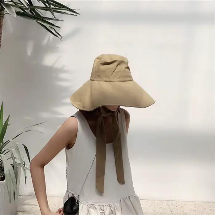 Chapeau seau en coton et lin pour femmes