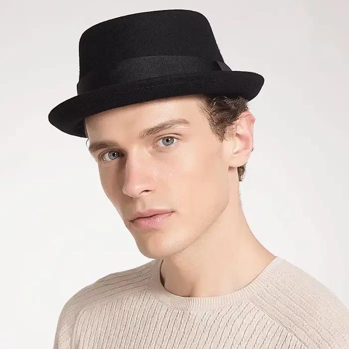 Chapeau melon en laine pour hommes et femmes, Fedora, adulte