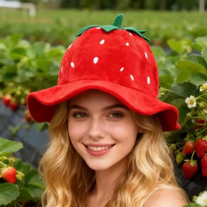 Chapeau au design mignon en forme de fraise