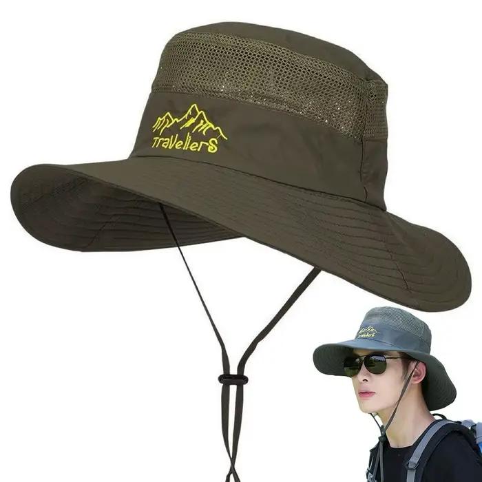 Chapeau de pêche anti-UV pour homme avec large bord