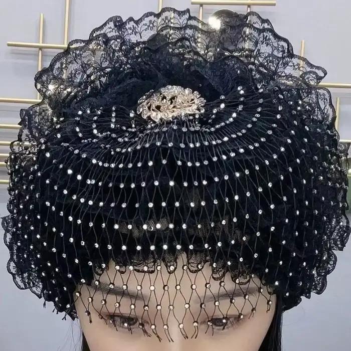 Nouvelle fleur broderie Bonnet chapeau élastique couverture complète foulard