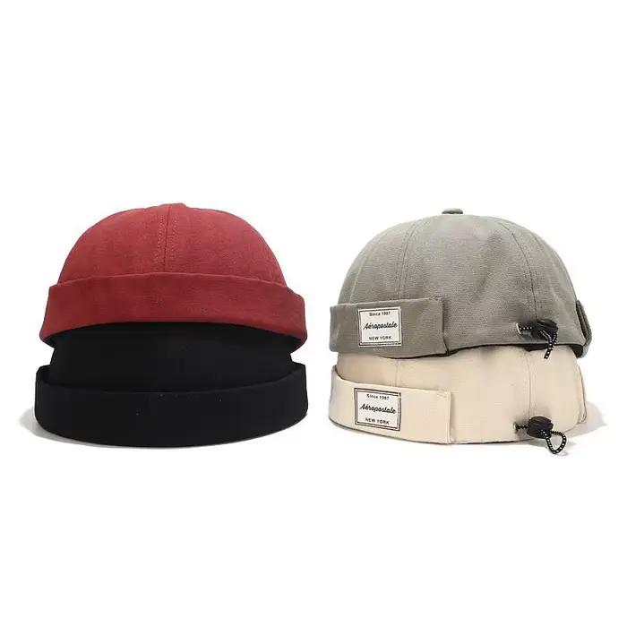Bocca Label Docker Cap réglable couleur unie casquettes sans bords sans visière coton respirant bonnet chapeaux unisexe rue en plein air