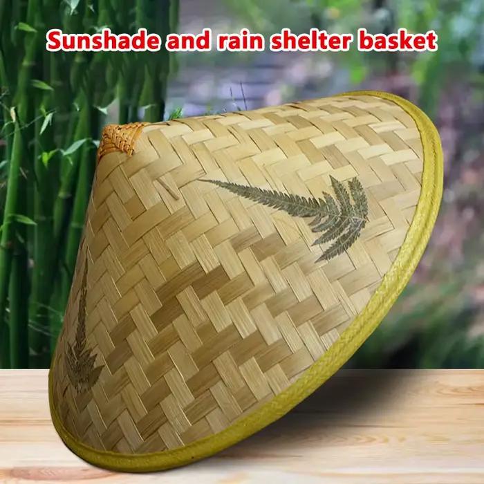 Chapeau de pêcheur chinois rétro en rotin de bambou