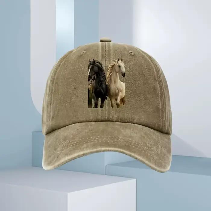 Casquette de baseball imprimée cheval 3D unisexe polyester réglable pour hommes et femmes style urbain décontracté toutes saisons