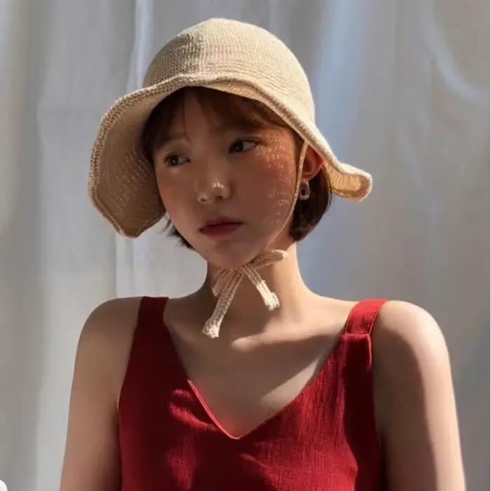 Chapeaux de paille à laçage d'été pour femmes